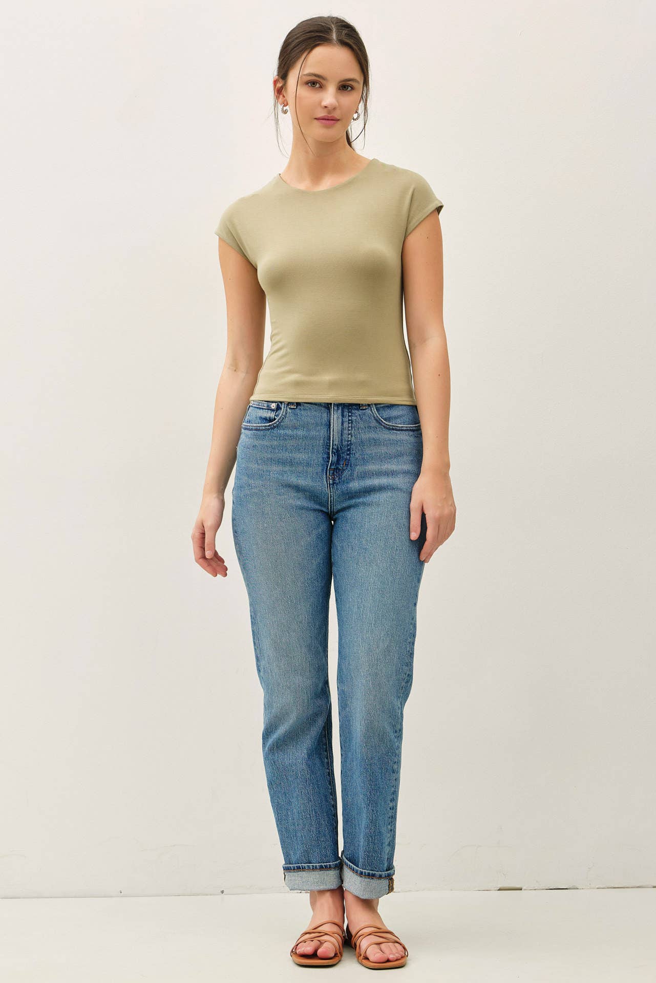 Be Cool BASIC THREADS CAP SLEEVE CREWNECK TOP