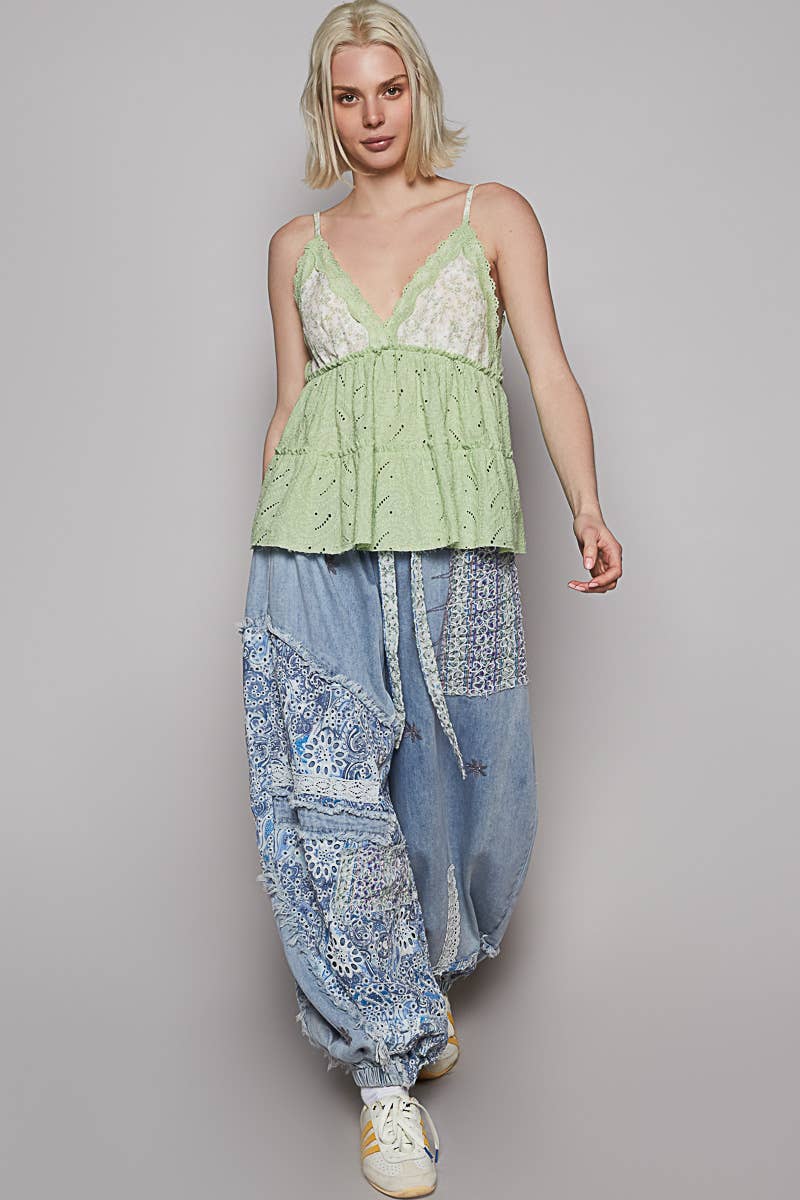 Pol Clothing V-neck ruffle sleeveless top