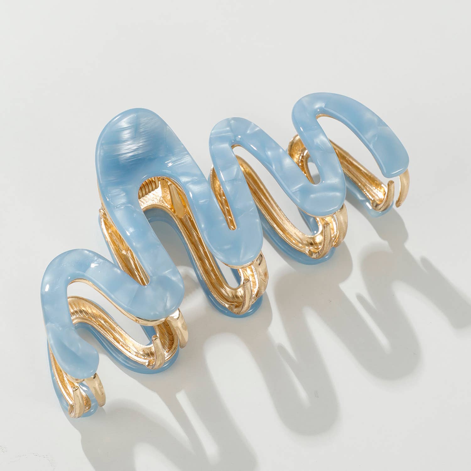 Adorro Willow Coastal | Large Squiggle Metal Claw Clip Blue