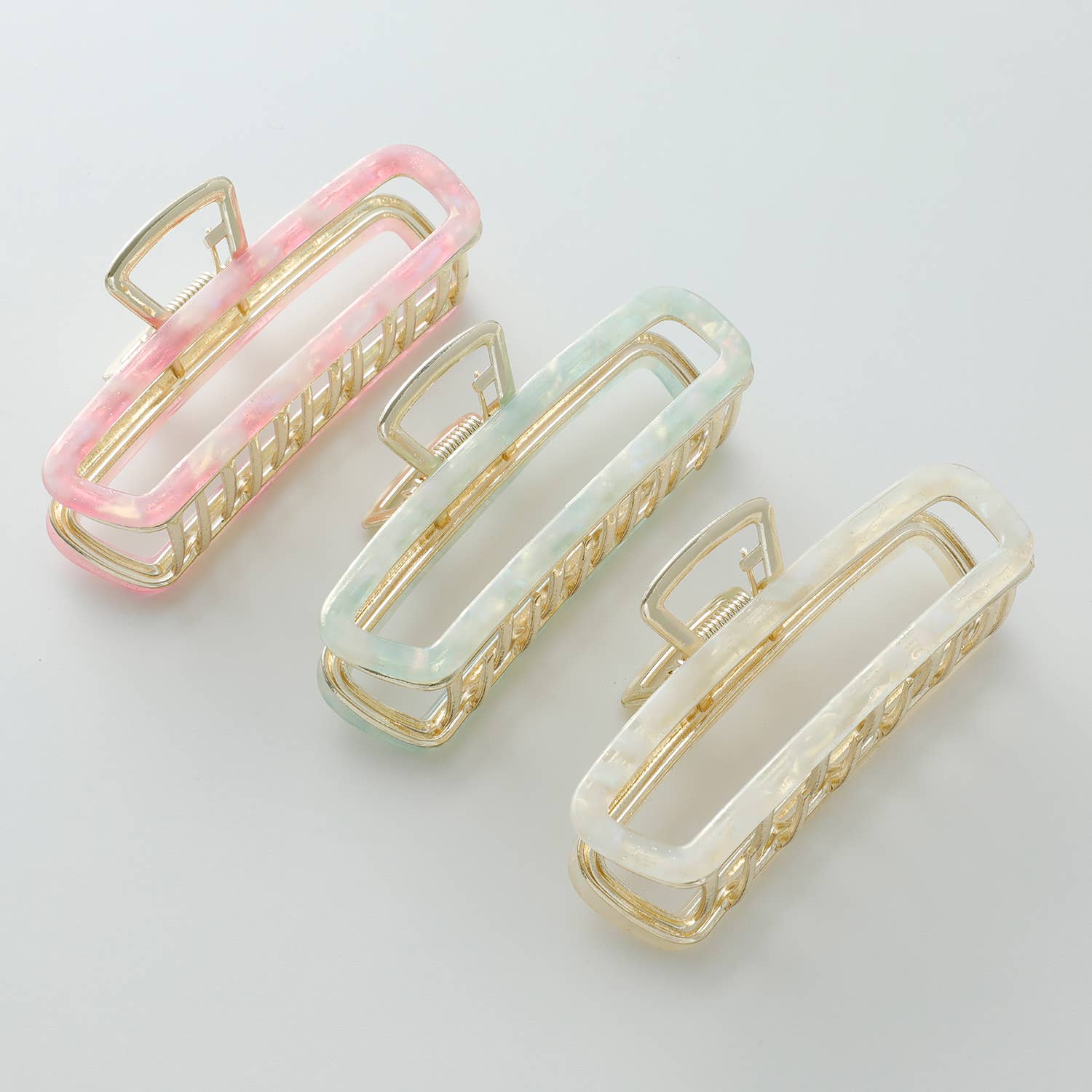 Adorro Harlow Large Fairy | Large Hollow Rectangle Metal Claw Clip