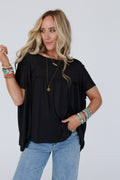 Three Bird Nest Sunday Morning Babydoll Top - Black