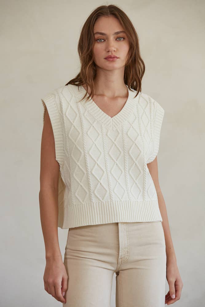 By Together Kristie Knit Sweater Vest Ivory S