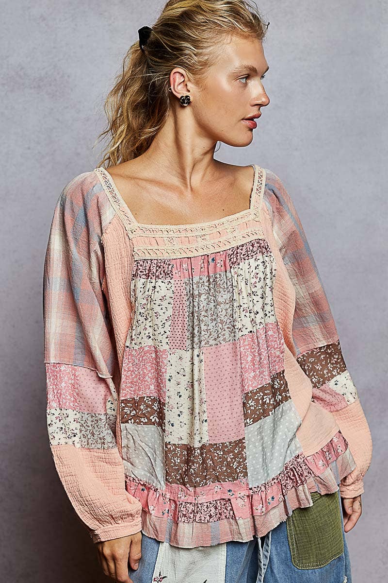 Pol Clothing October Patchwork Top