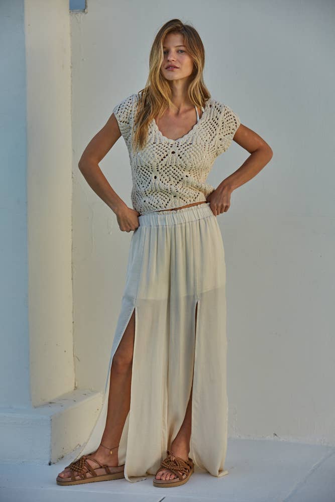 By Together Autumn Breeze Crochet Top Natural L