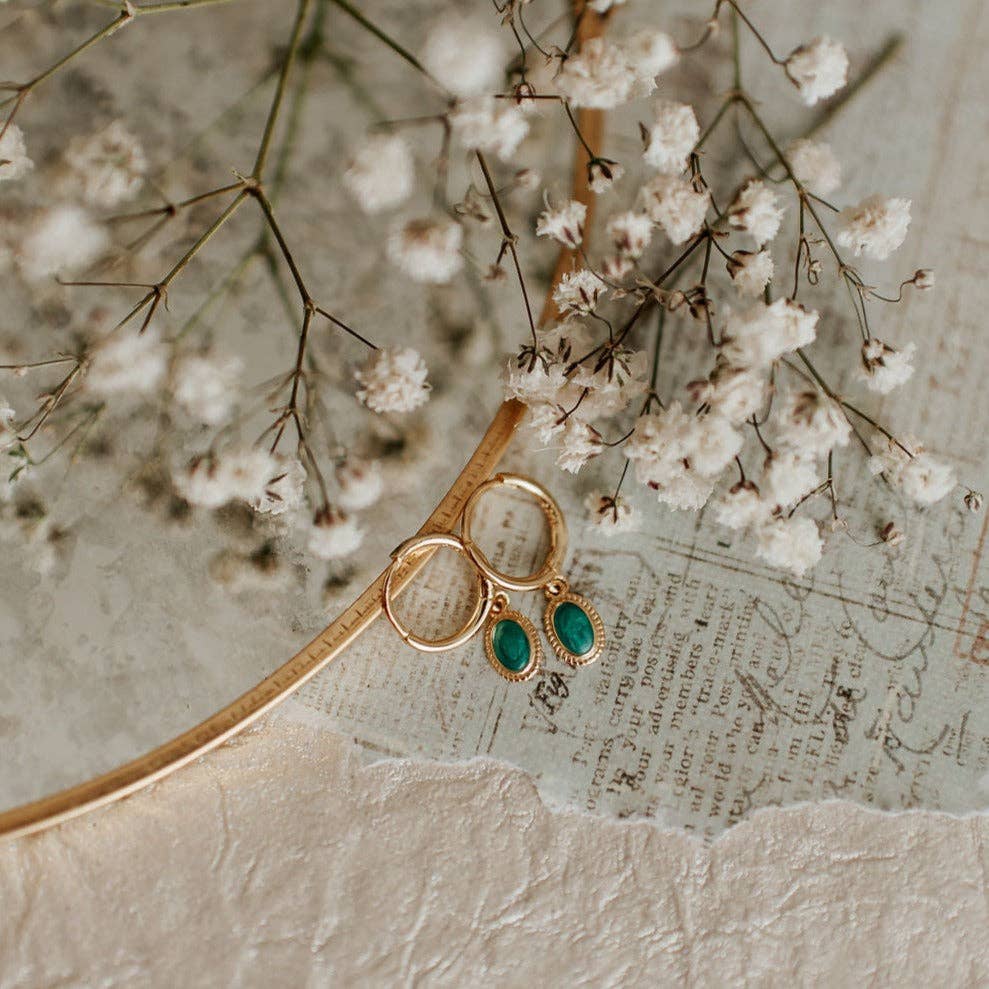 Mauve Jewelry Co. Riley Turquoise Hoops Gold