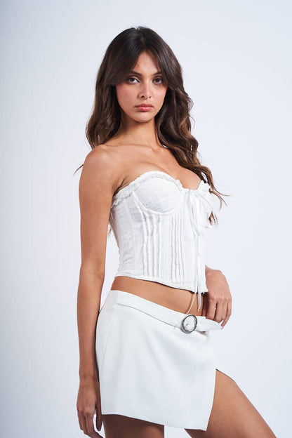 WHITE EYELET UNDERWIRE CORSET STYLE CROP TOP