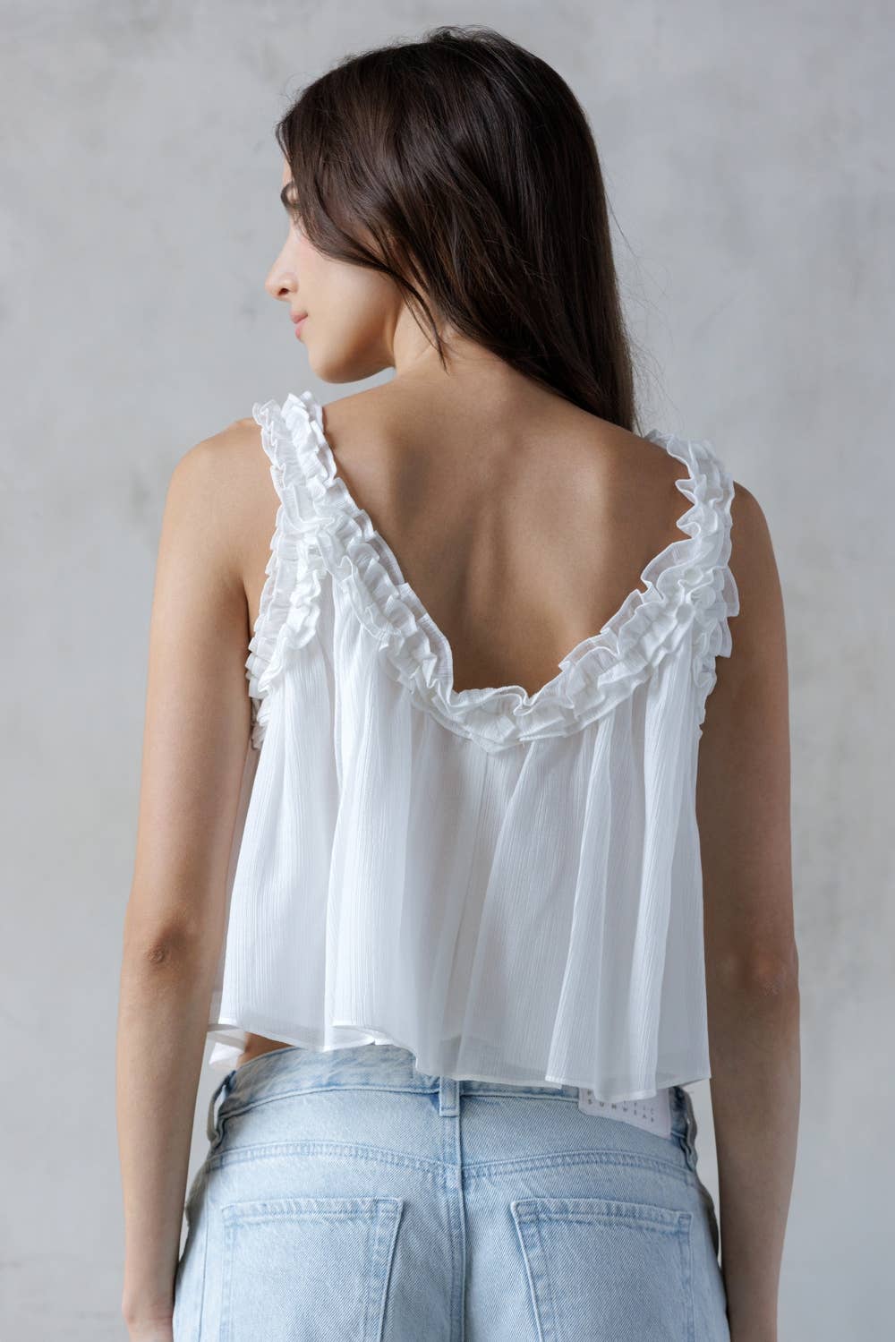 STORIA DAPHNE RUFFLED TOP WHITE