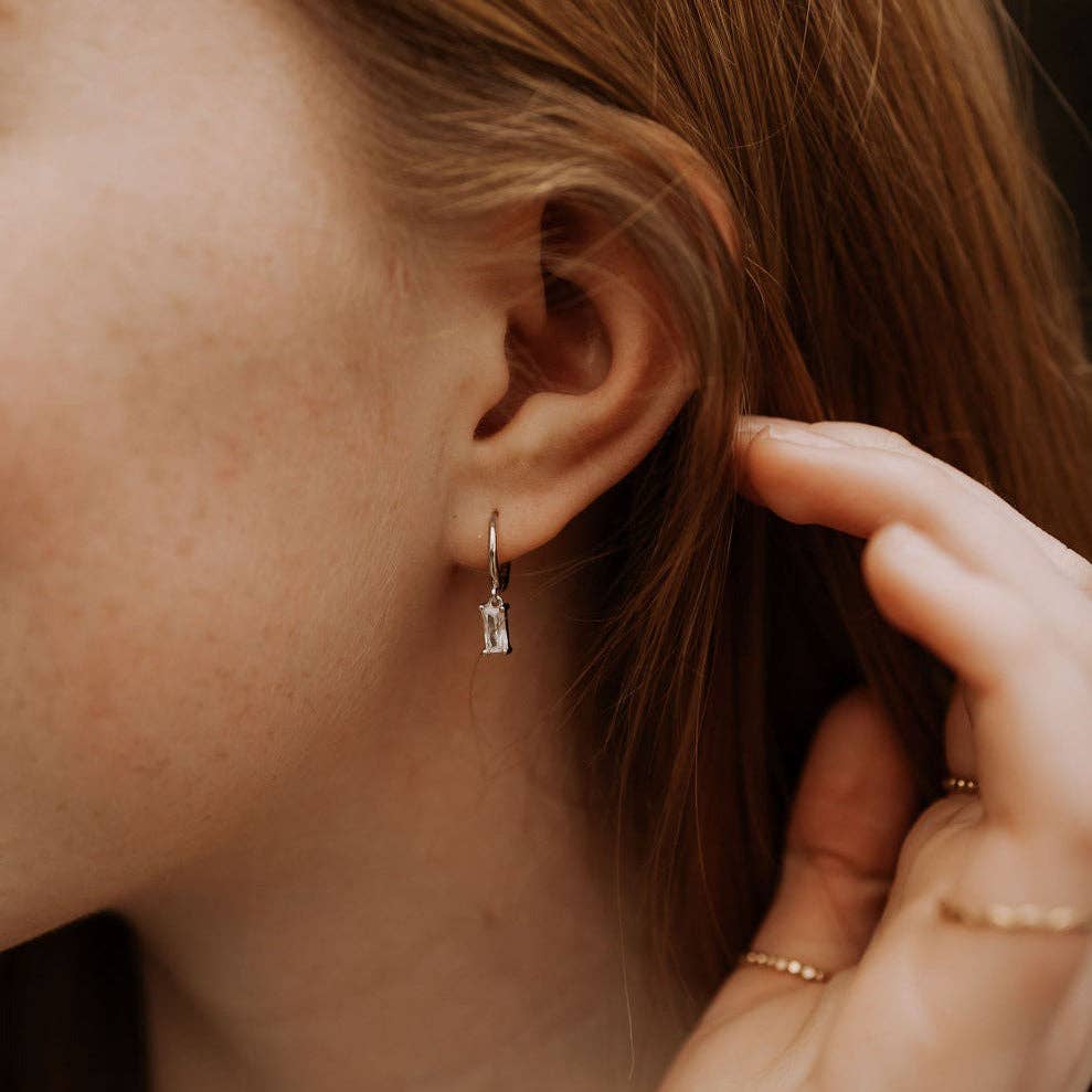 Mauve Jewelry Co. Sophie Baguette Diamond Dangle Hoops