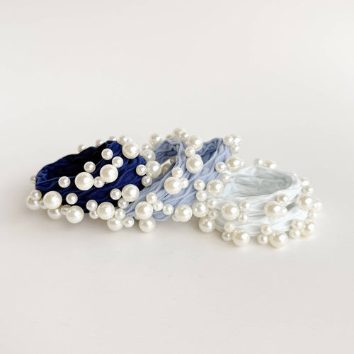 Adorro Coastal Textured Seamless Pearl Hair Ties (Set of 6)
