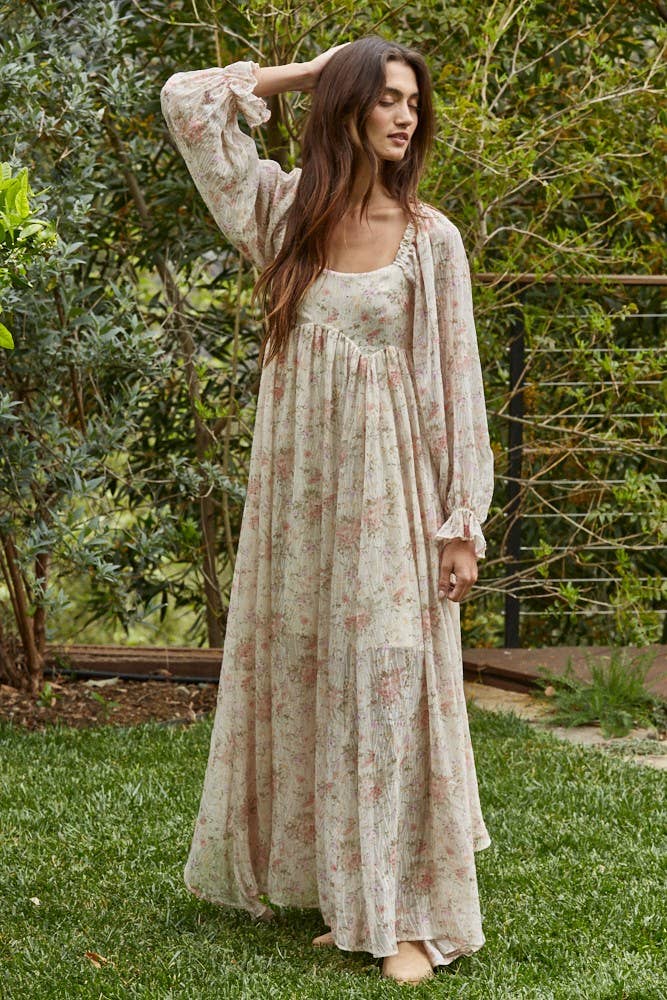 By Together Date Day Maxi Dress Cream Multi