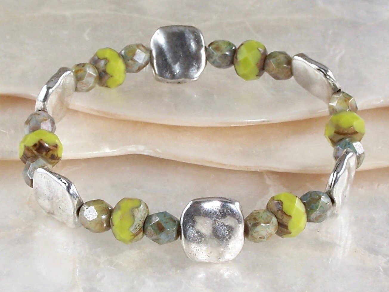 Jo Bird Jewelry Elastic Czech Bracelet - Spring Colors