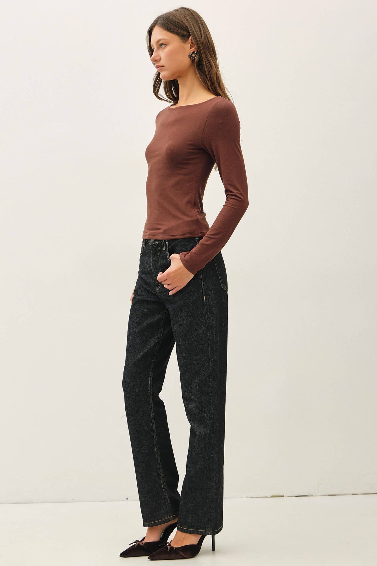 Be Cool BASIC THREADS BOAT NECK LONG SLEEVE TOP