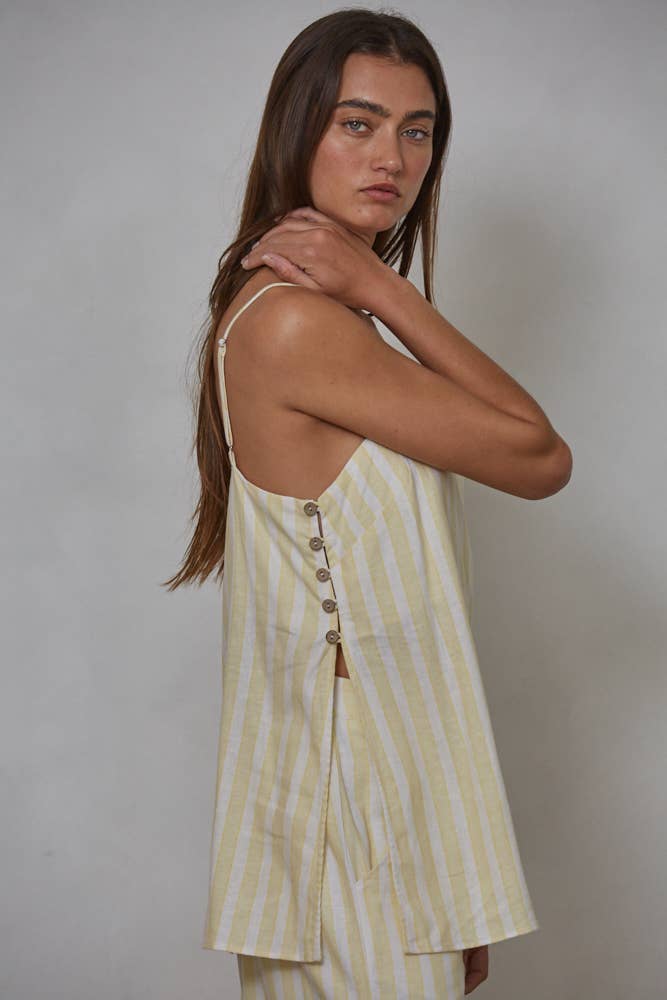 By Together Beach Day Linen Top Lemon Ivory