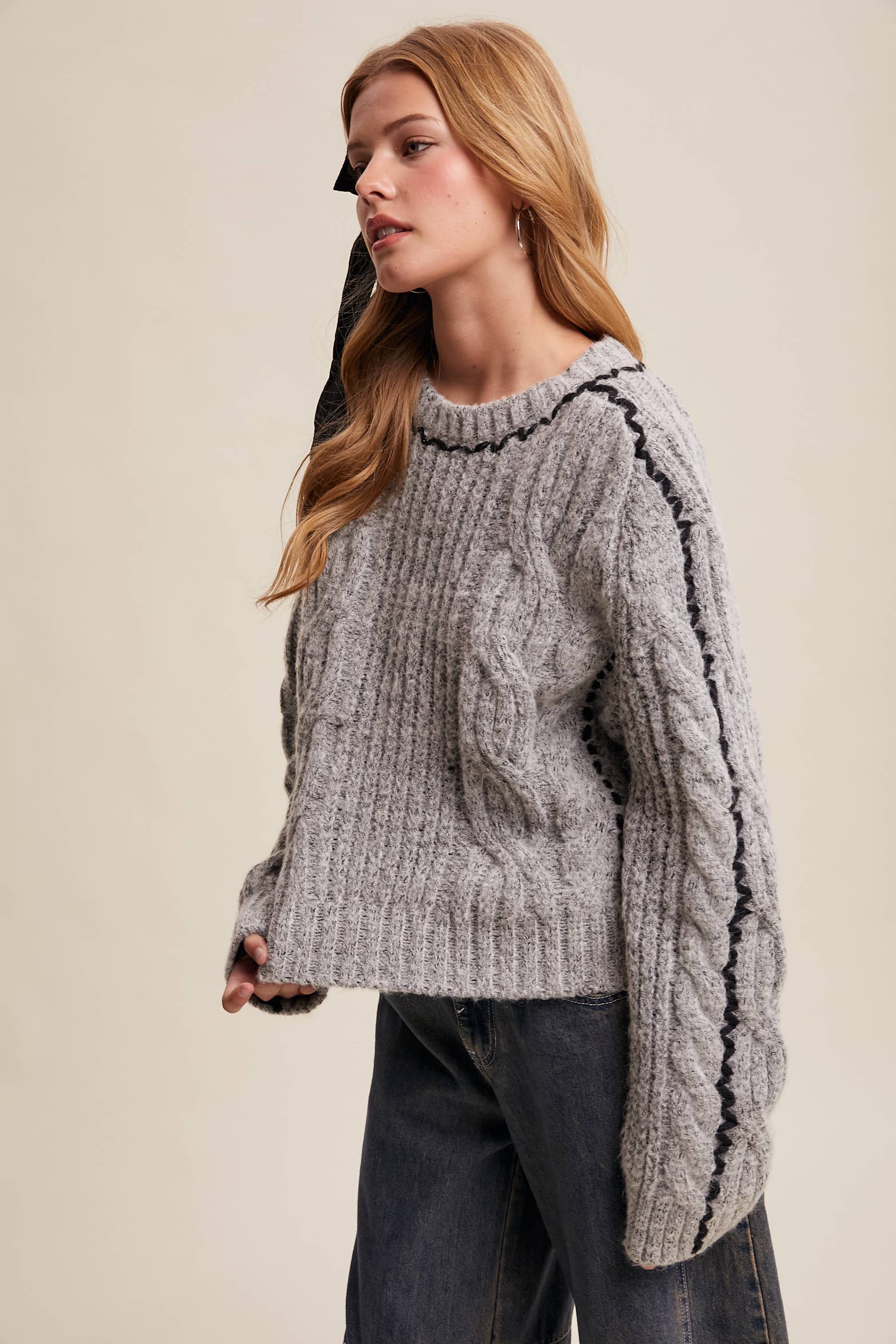 Listicle Fireside Cable Knit Sweater
