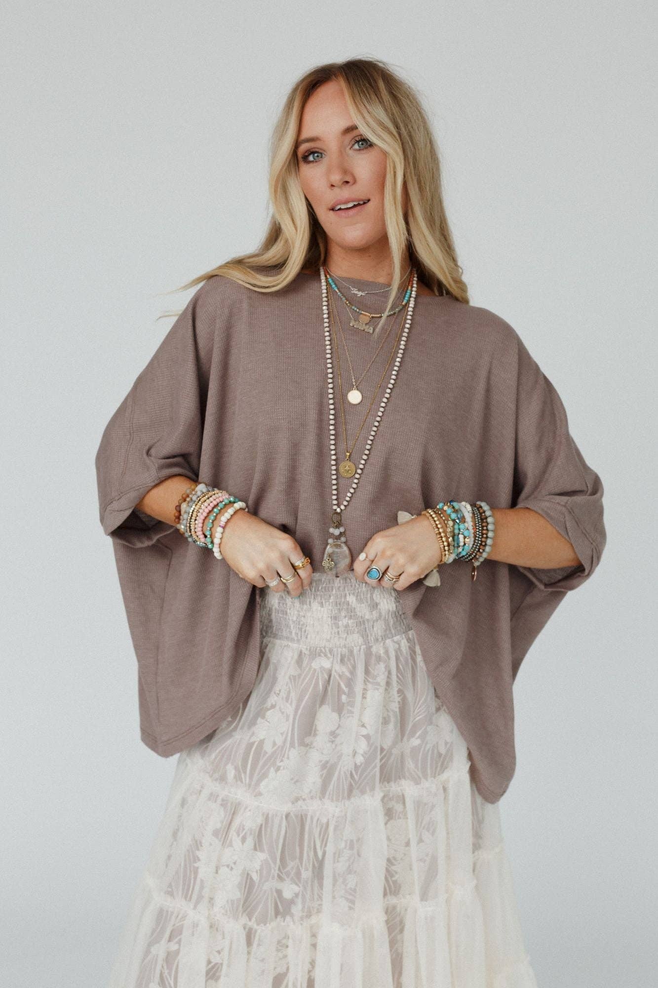 Three Bird Nest Kelsie Dolman Top - Dark Oatmeal