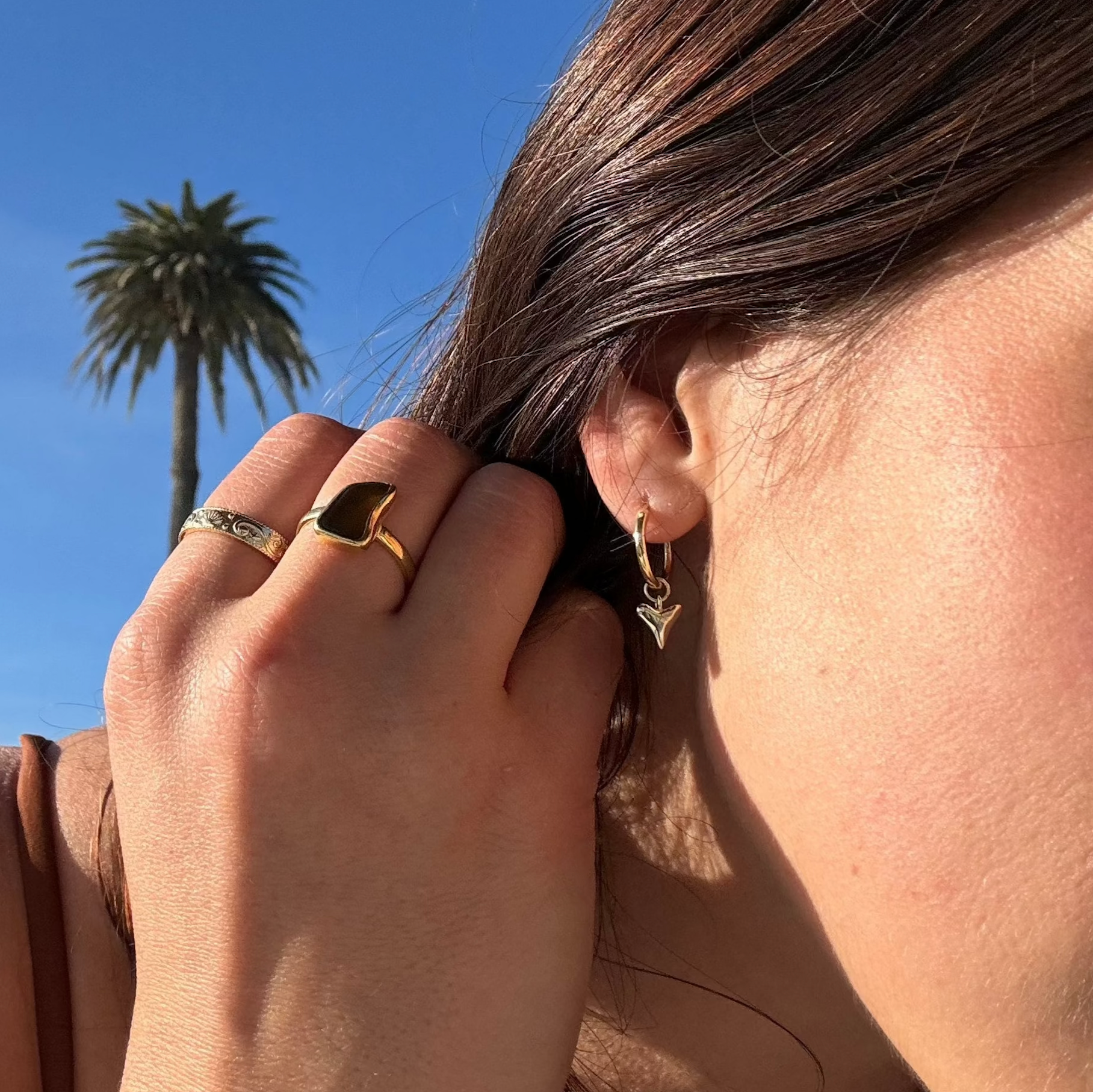 The Salty Gem Shark Tooth Hoops