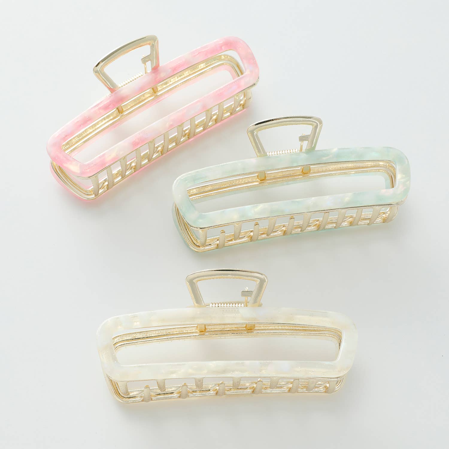 Adorro Harlow Large Fairy | Large Hollow Rectangle Metal Claw Clip