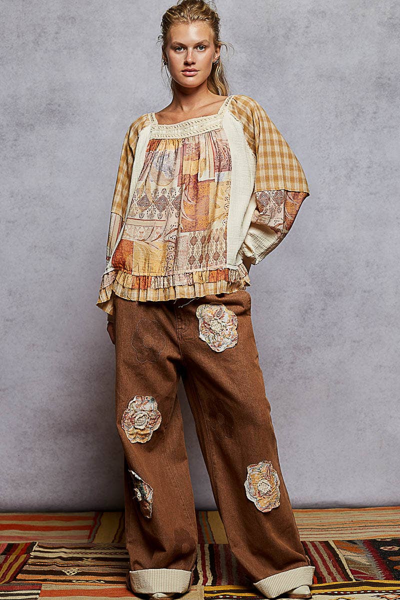 Pol Clothing October Patchwork Top