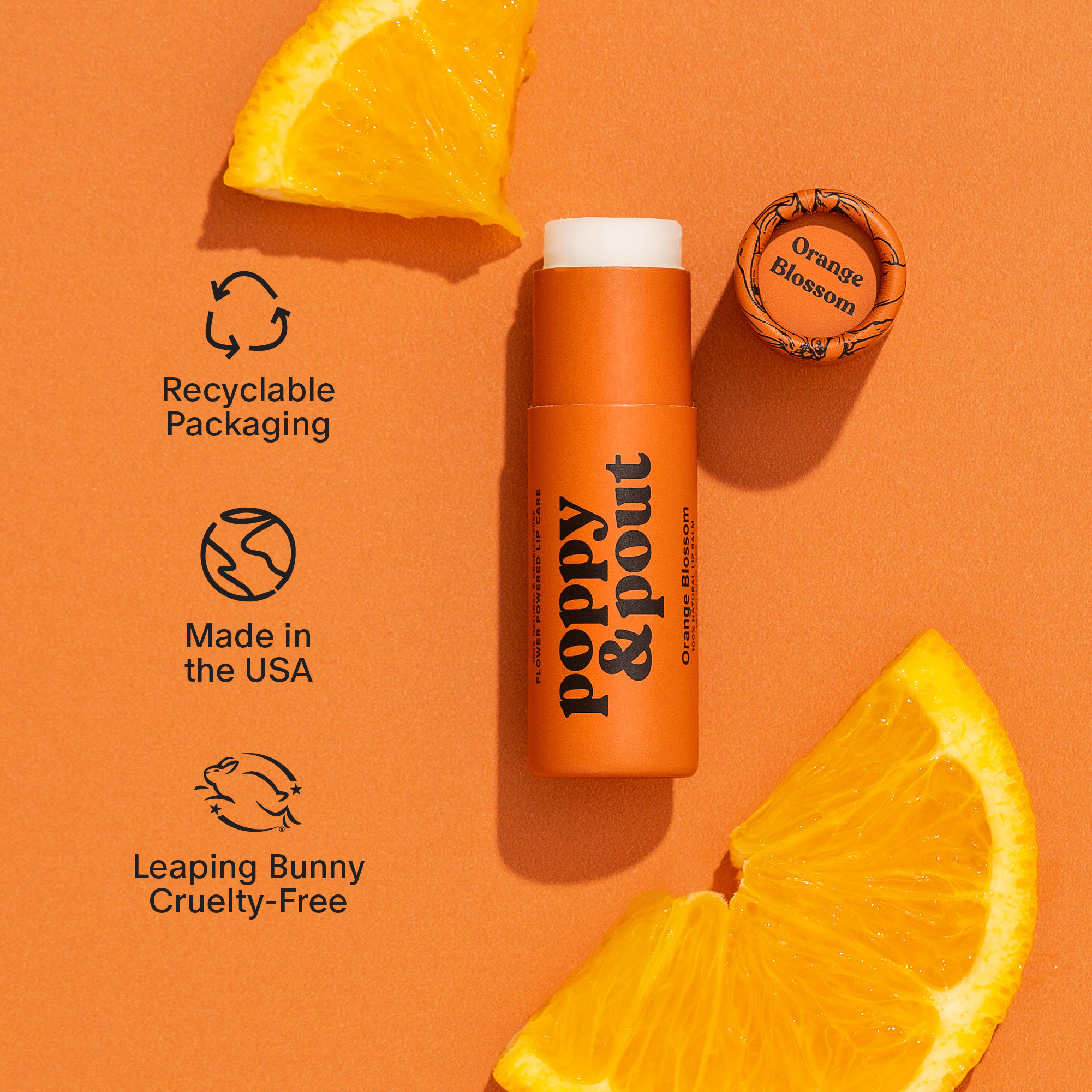 Poppy & Pout Lip Balm, Orange Blossom