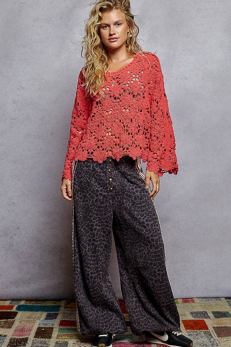 Pol Clothing Bayside Bonfire Crochet Top