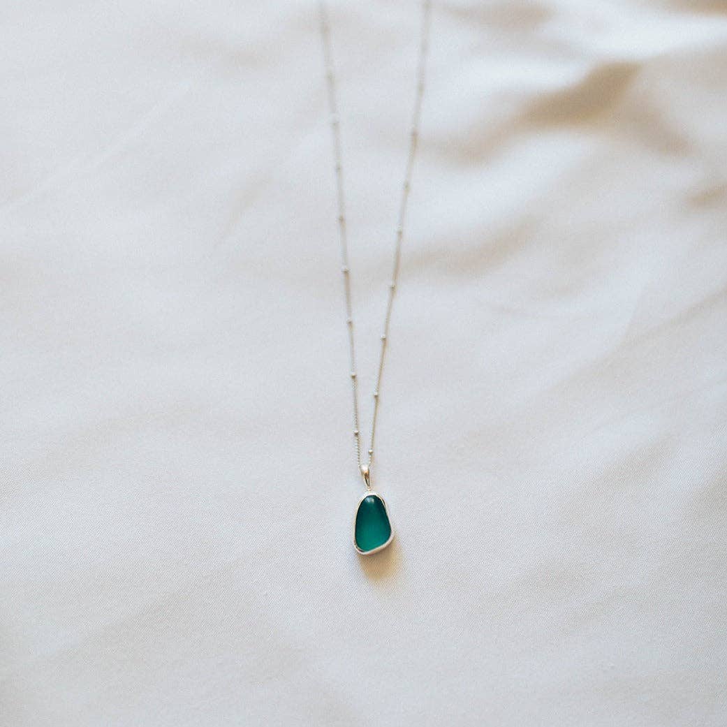 The Salty Gem Green Sea Glass Necklace (Handmade)