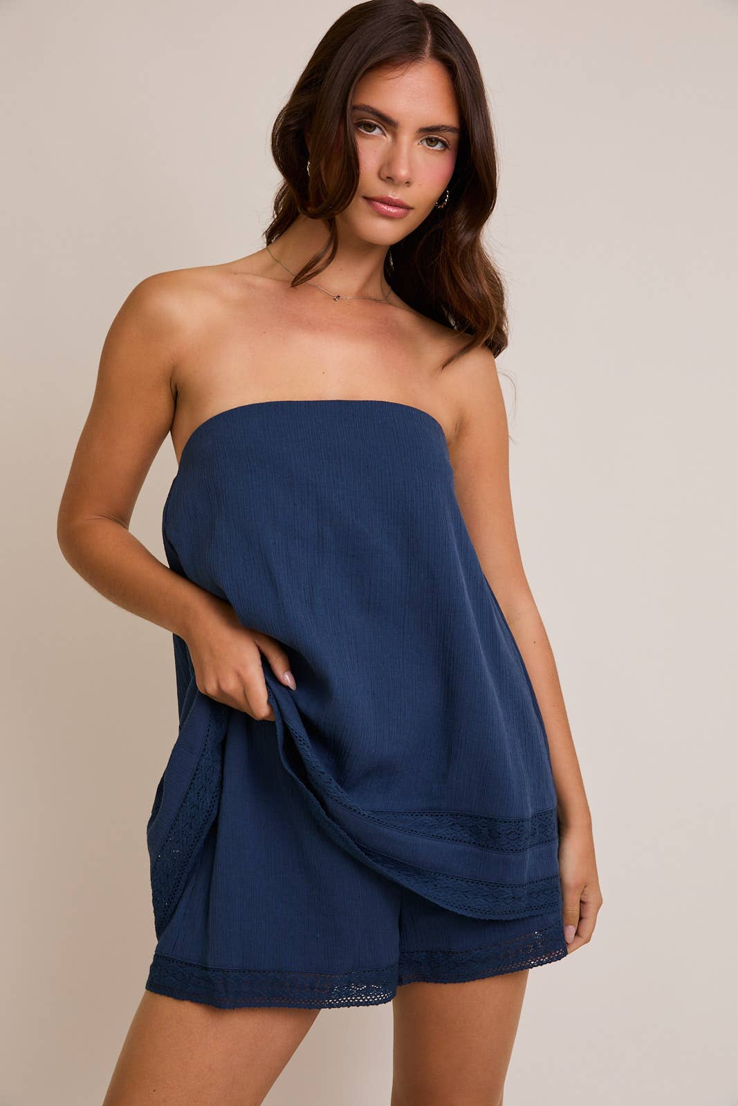 LE LIS LACE TRIM DETAIL TUBE ROMPER