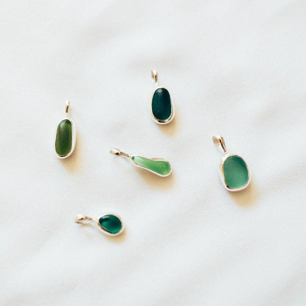 The Salty Gem Green Sea Glass Necklace (Handmade)