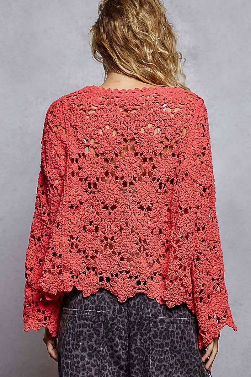 Pol Clothing Bayside Bonfire Crochet Top