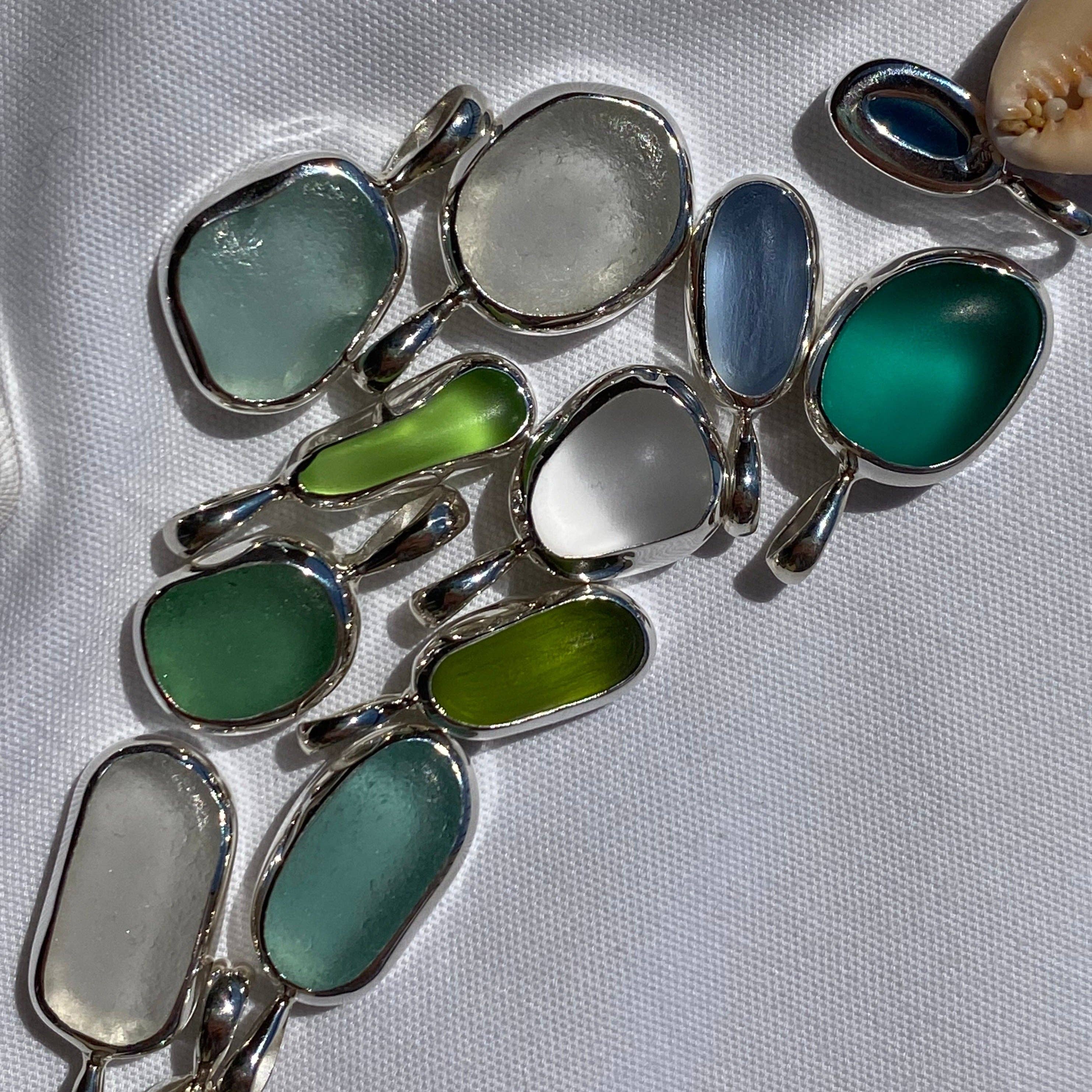 The Salty Gem Blue Sea Glass Necklace (Handmade)