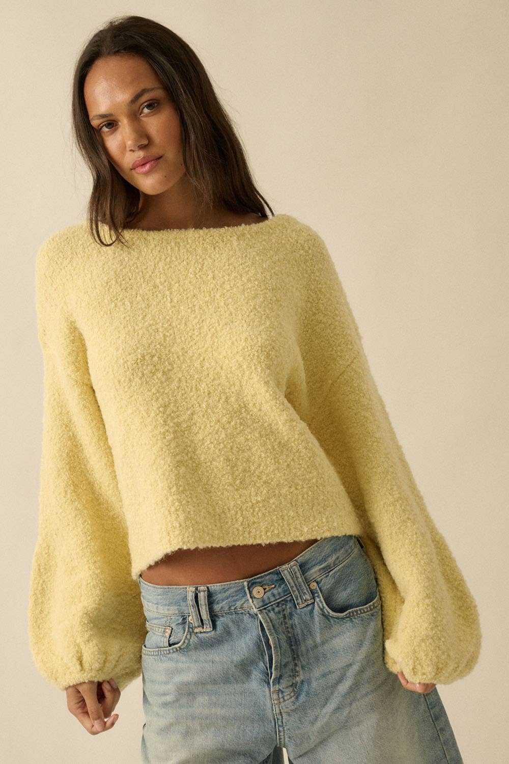 Promesa USA Stella Bubble-Sleeve Sweater Misted Yellow