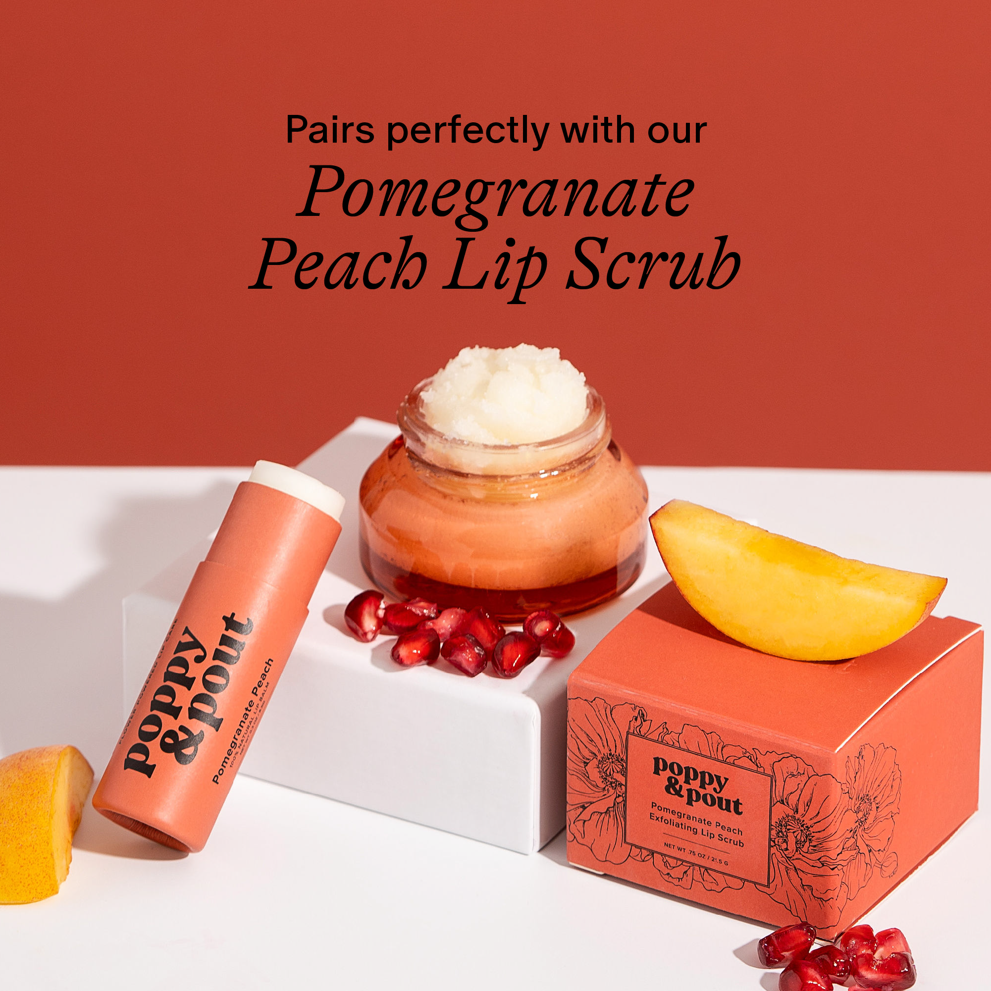 Poppy & Pout Lip Balm, Pomegranate Peach