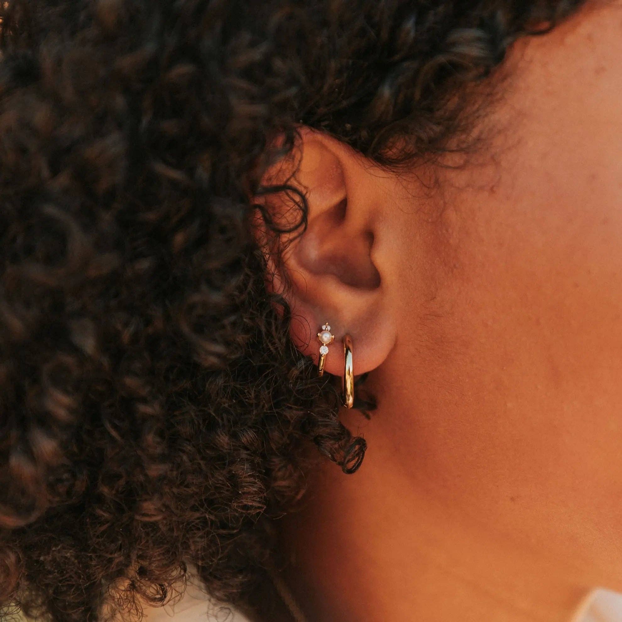 Mauve Jewelry Co. Alexandria Diamond and Pearl Hoops