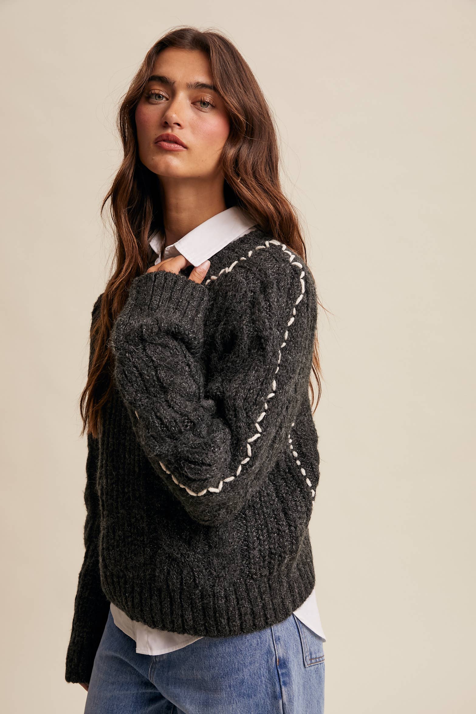 Listicle Fireside Cable Knit Sweater