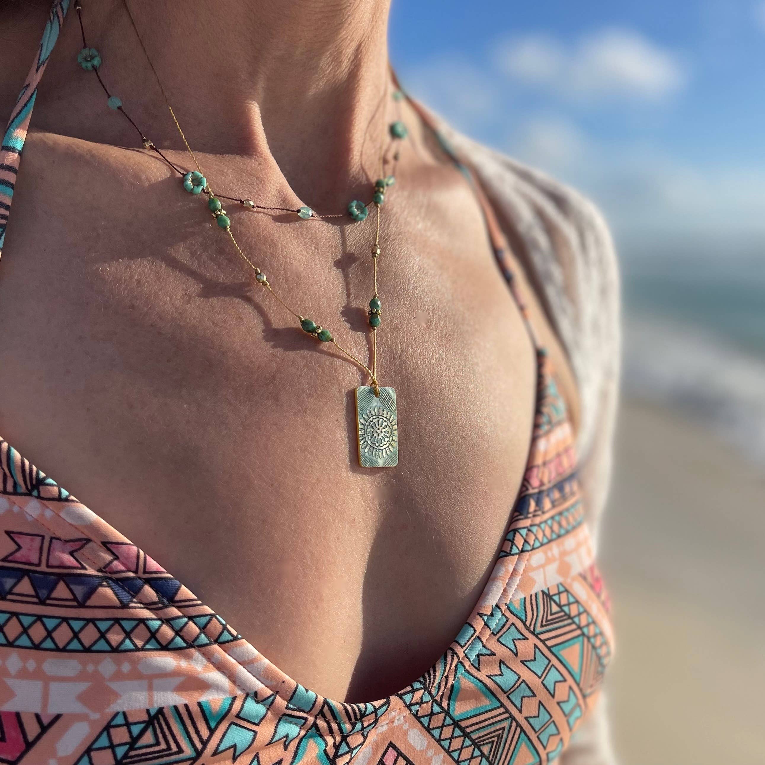 Jo Bird Jewelry Mother of Pearl Shell Necklace - Tropical Colors