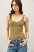 Be Cool BASIC THREADS SCOOP NECK TANK MARTINI OLIVE