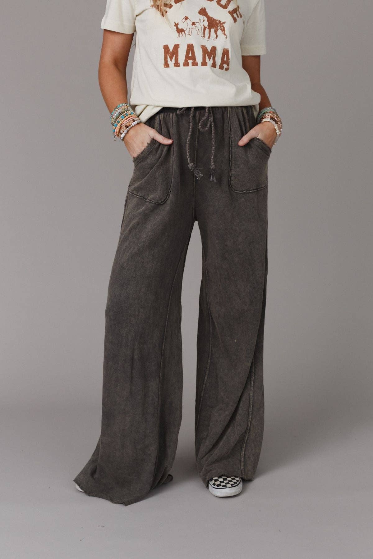 Three Bird Nest Relaxing Robin Wide Leg Pant - New Charcoal Full
