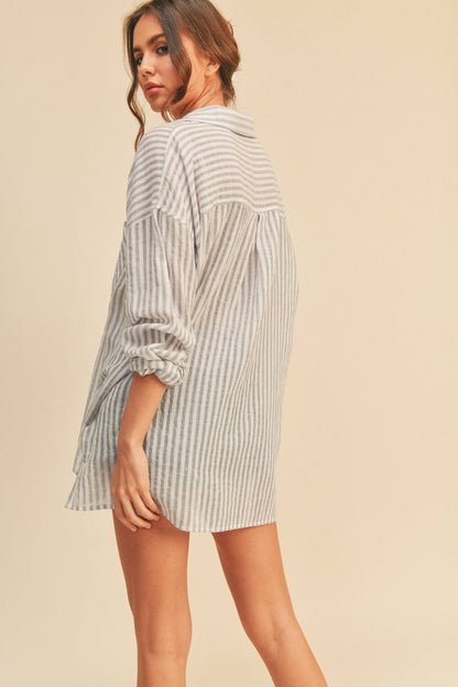 MIOU MUSE STRIPED BUTTON DOWN SHIRTS