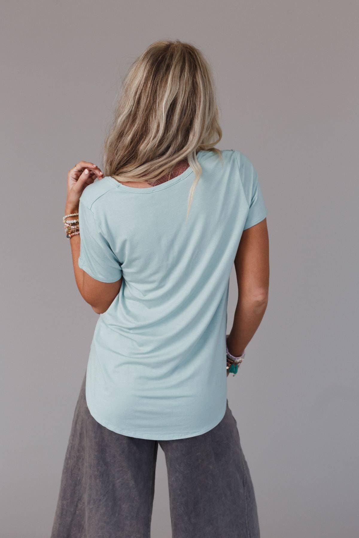Three Bird Nest Scoop Neck Bralette Tee - Washed Seafoam