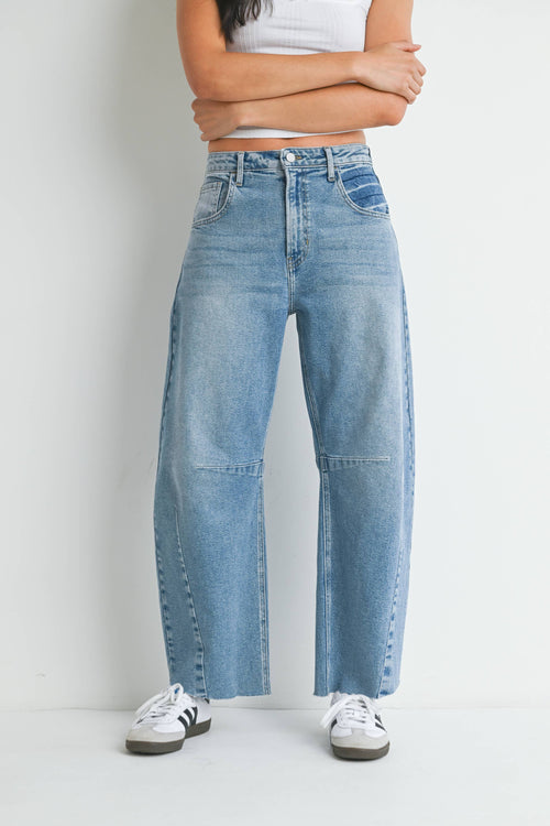 JUST BLACK DENIM BP473J - LT - Barrel Jean w/ Seams