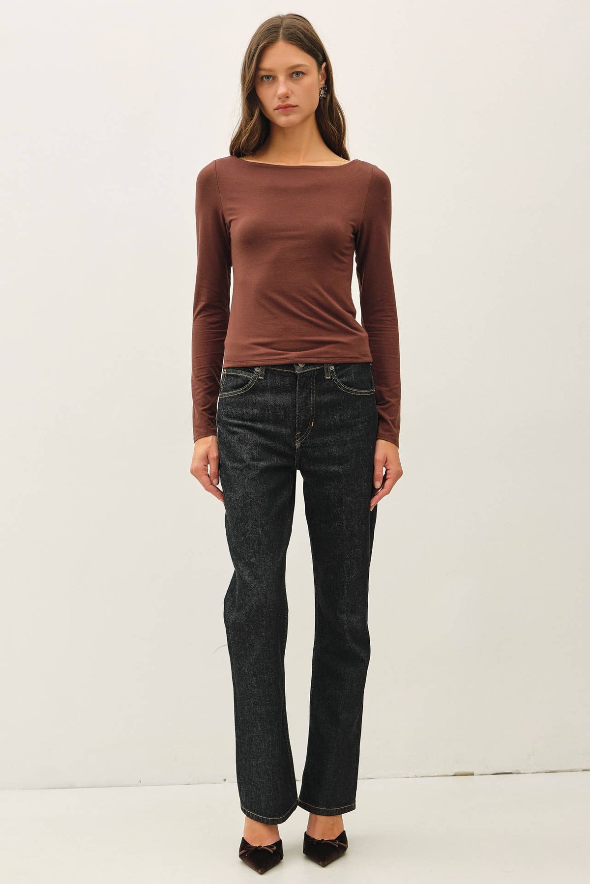 Be Cool BASIC THREADS BOAT NECK LONG SLEEVE TOP