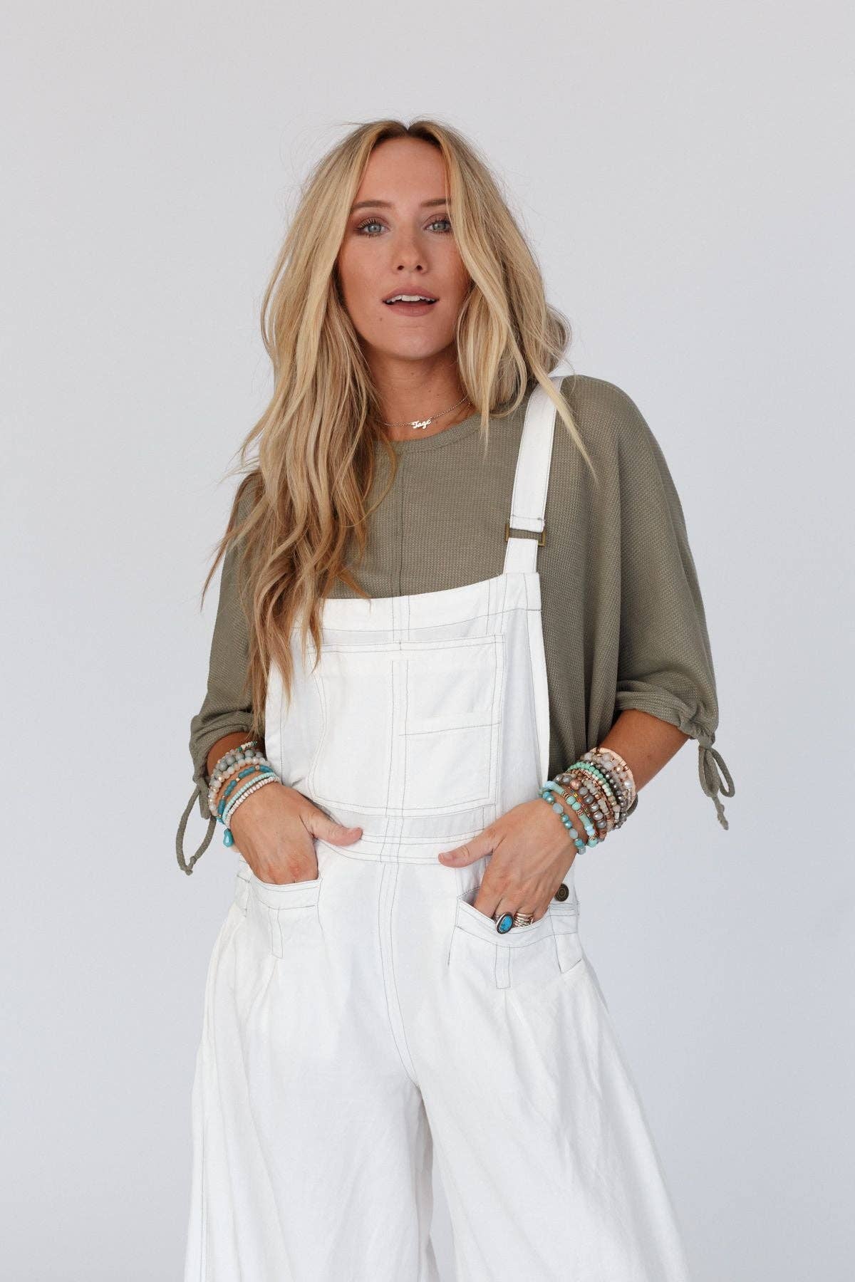 Three Bird Nest LITTLE LARK PUFF SLEEVE TEE - OLIVE