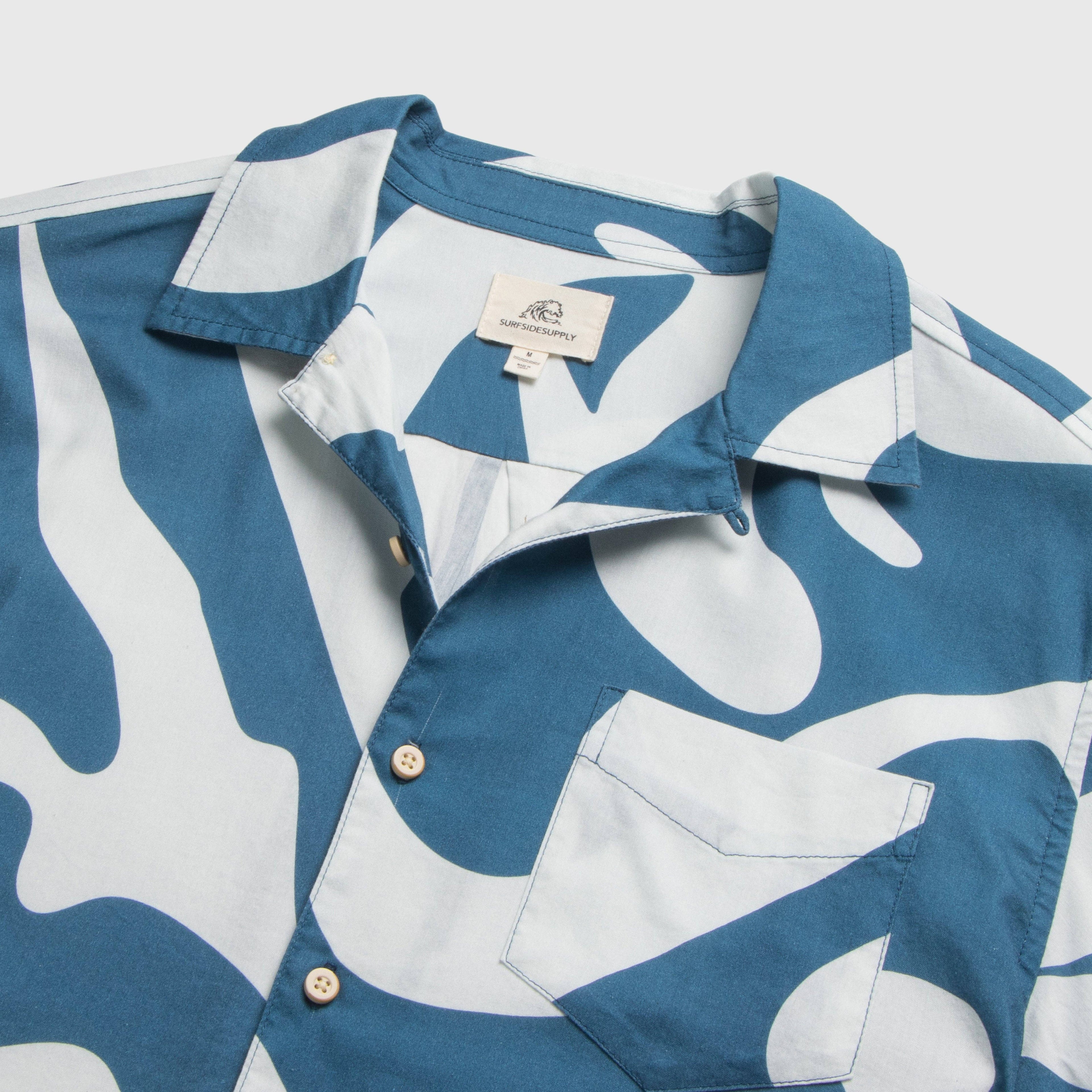 SURFSIDESUPPLY Billy S/S Swirl Camp Collar Shirt - Blue