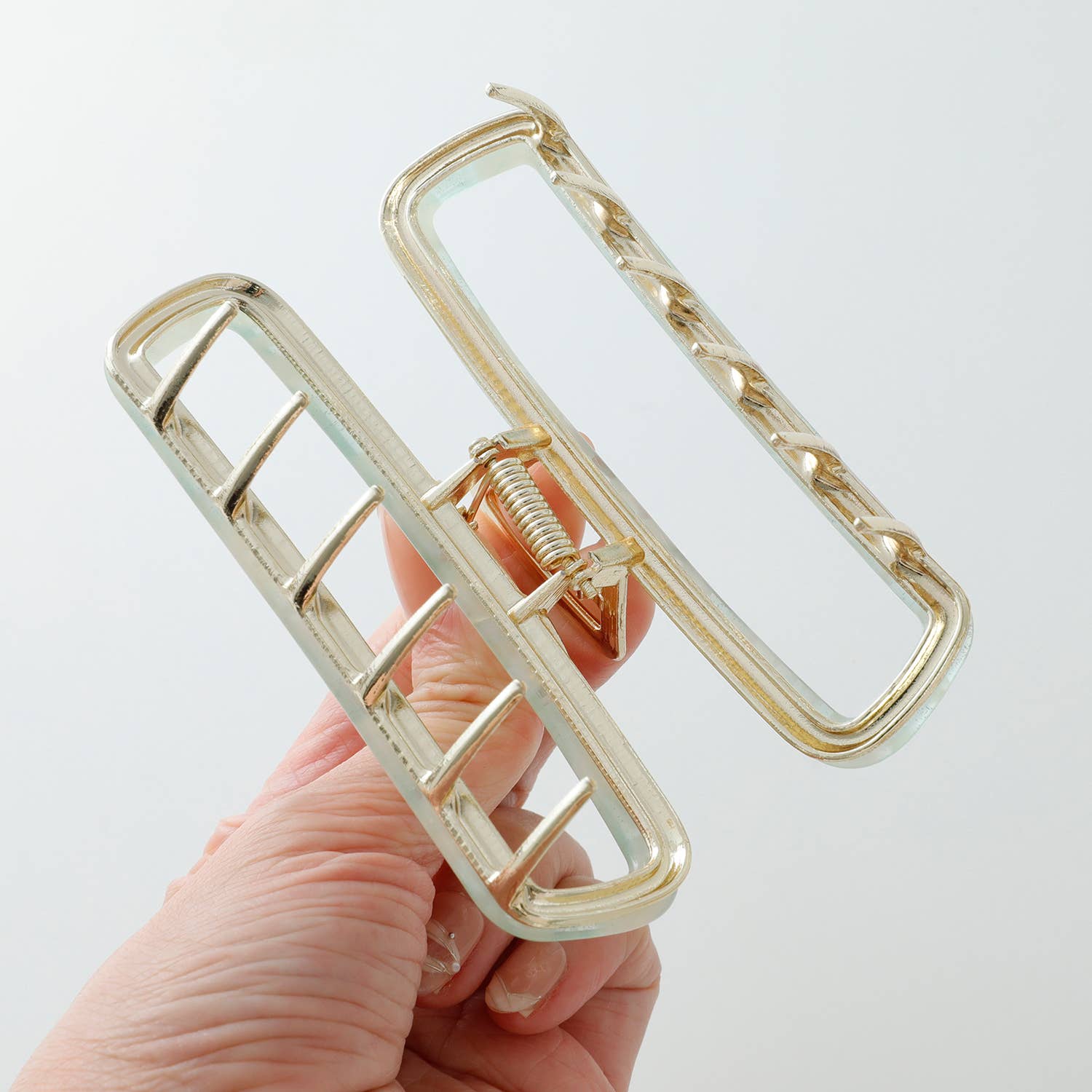 Adorro Harlow Large Fairy | Large Hollow Rectangle Metal Claw Clip