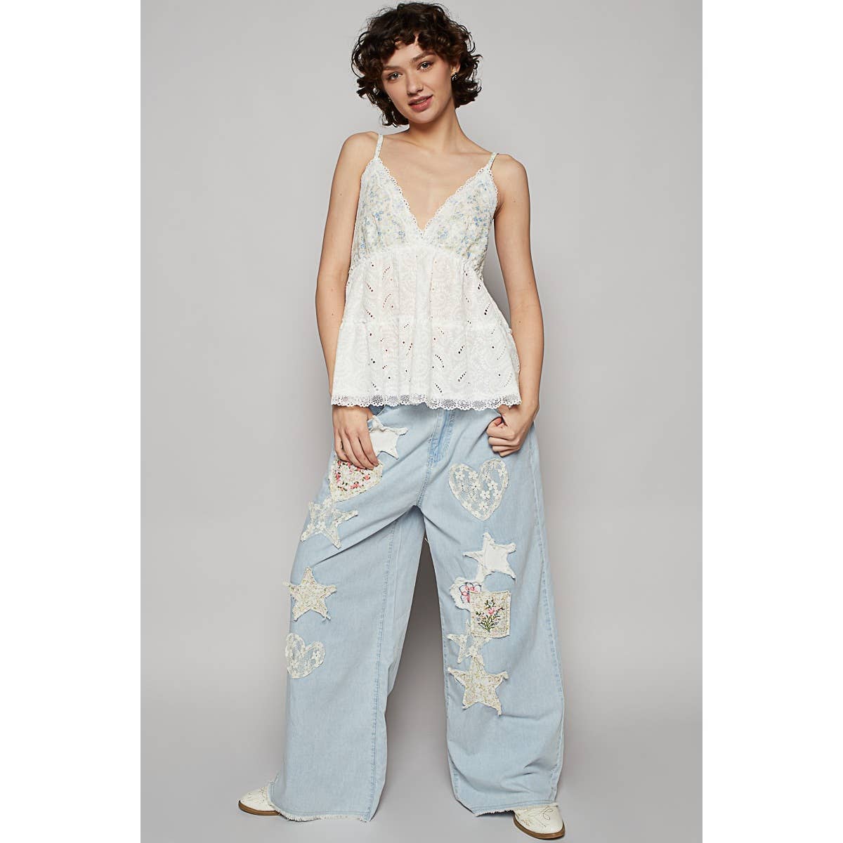 Pol Clothing V-neck ruffle sleeveless top