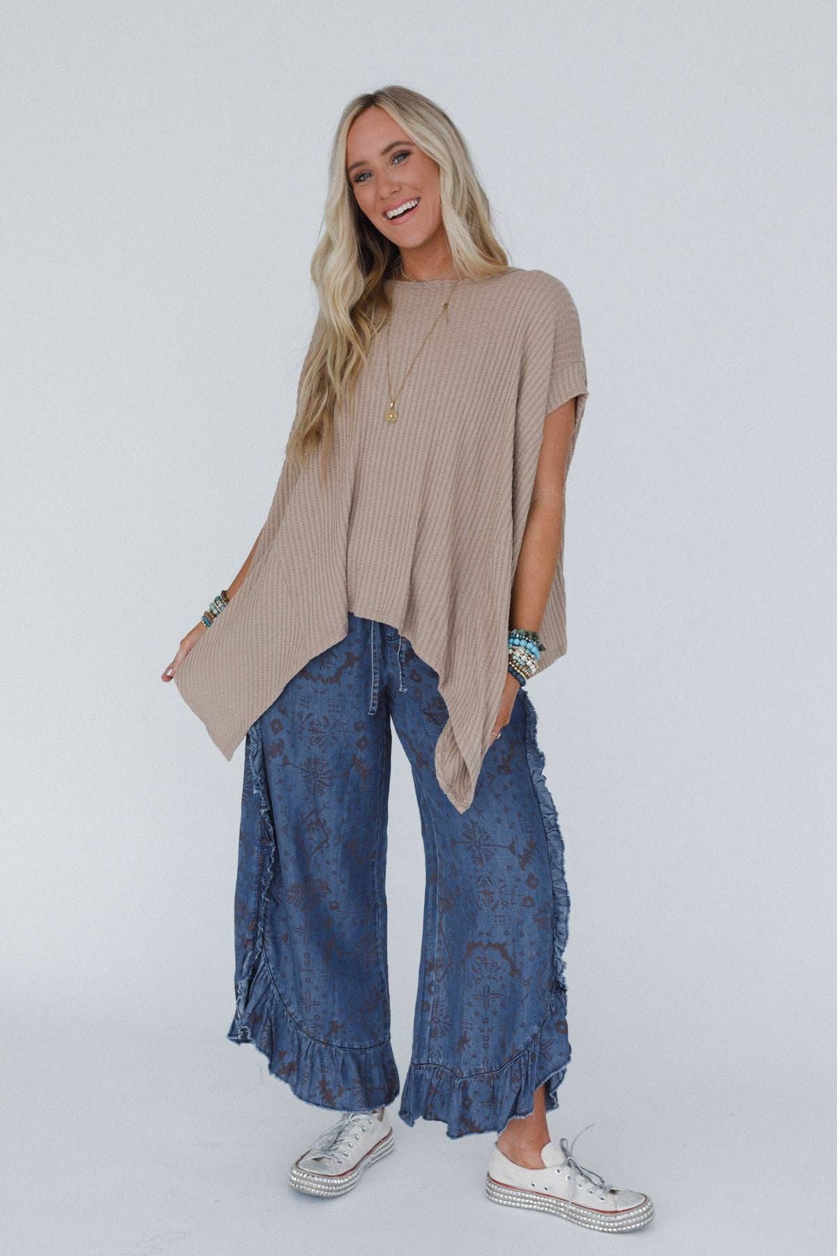 Three Bird Nest Everleigh Textured Tunic Top - Taupe