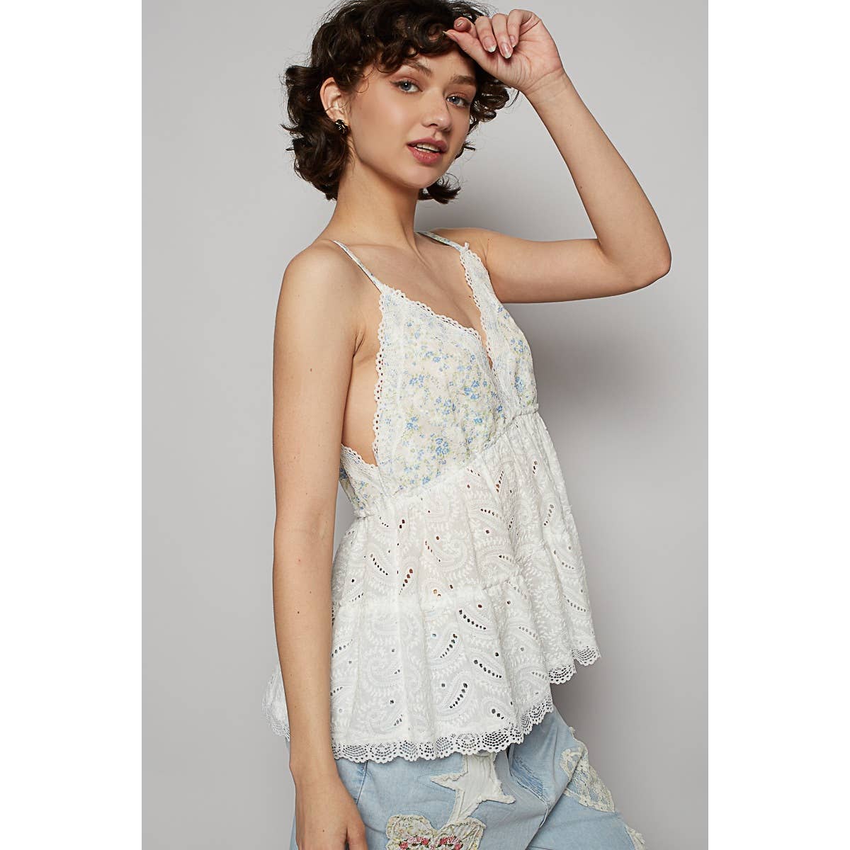 Pol Clothing V-neck ruffle sleeveless top