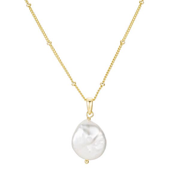 The Salty Gem PLAIN PEARL NECKLACE Gold
