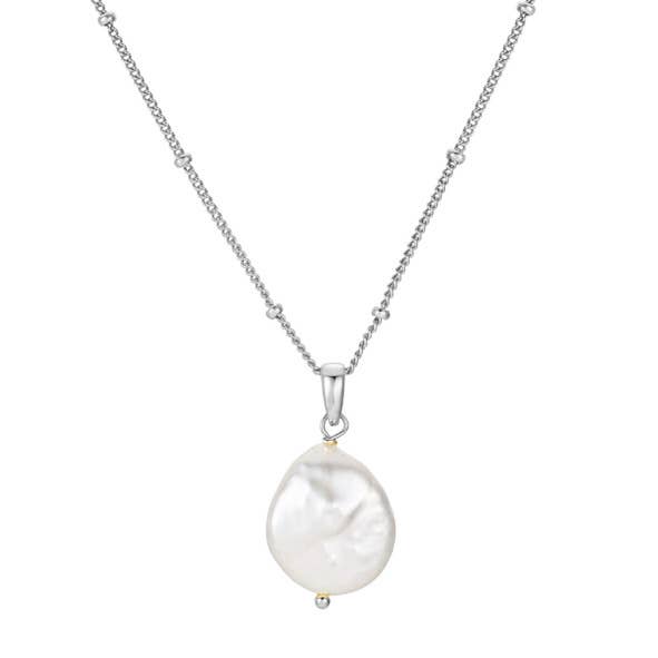 The Salty Gem PLAIN PEARL NECKLACE Silver
