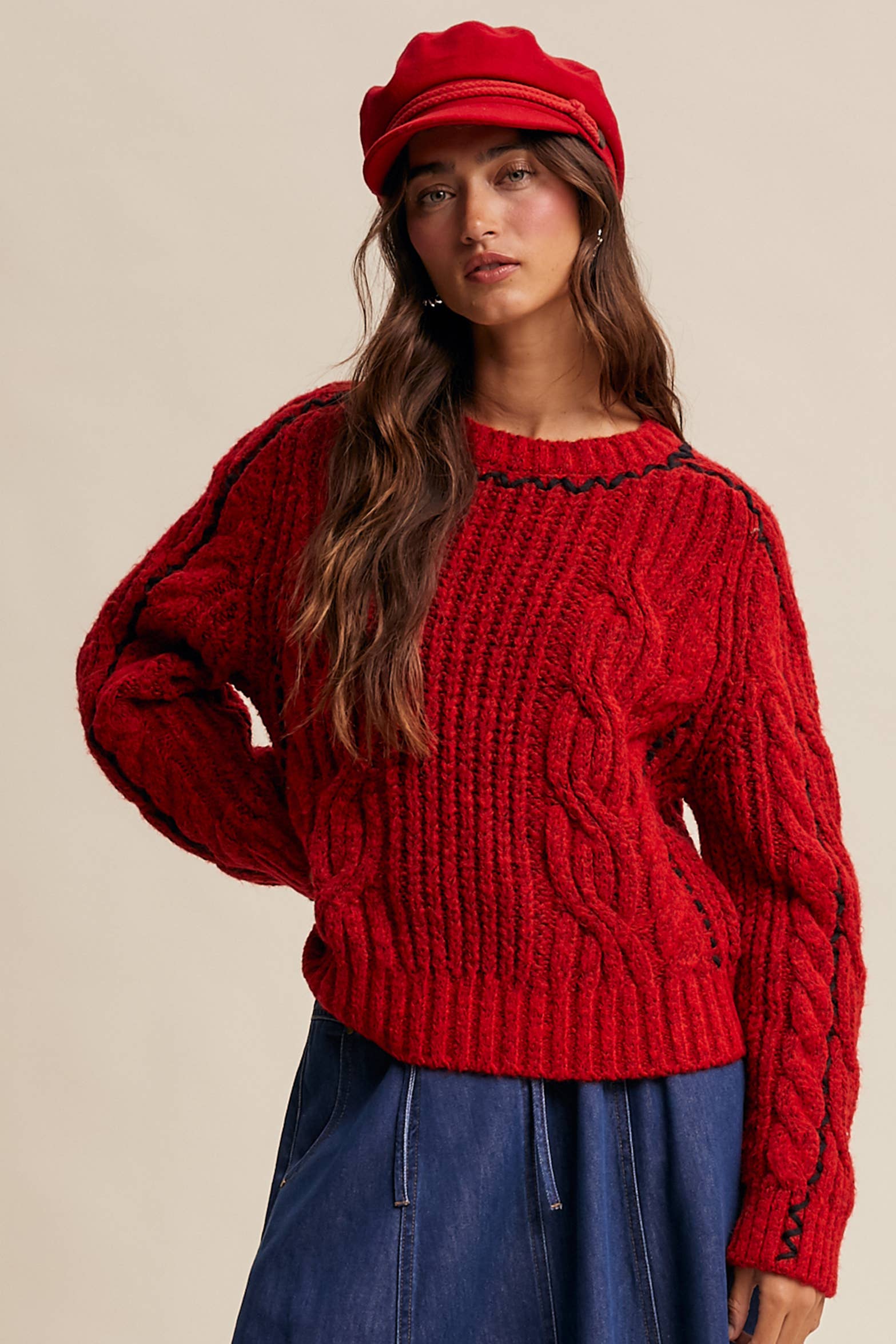 Listicle Fireside Cable Knit Sweater