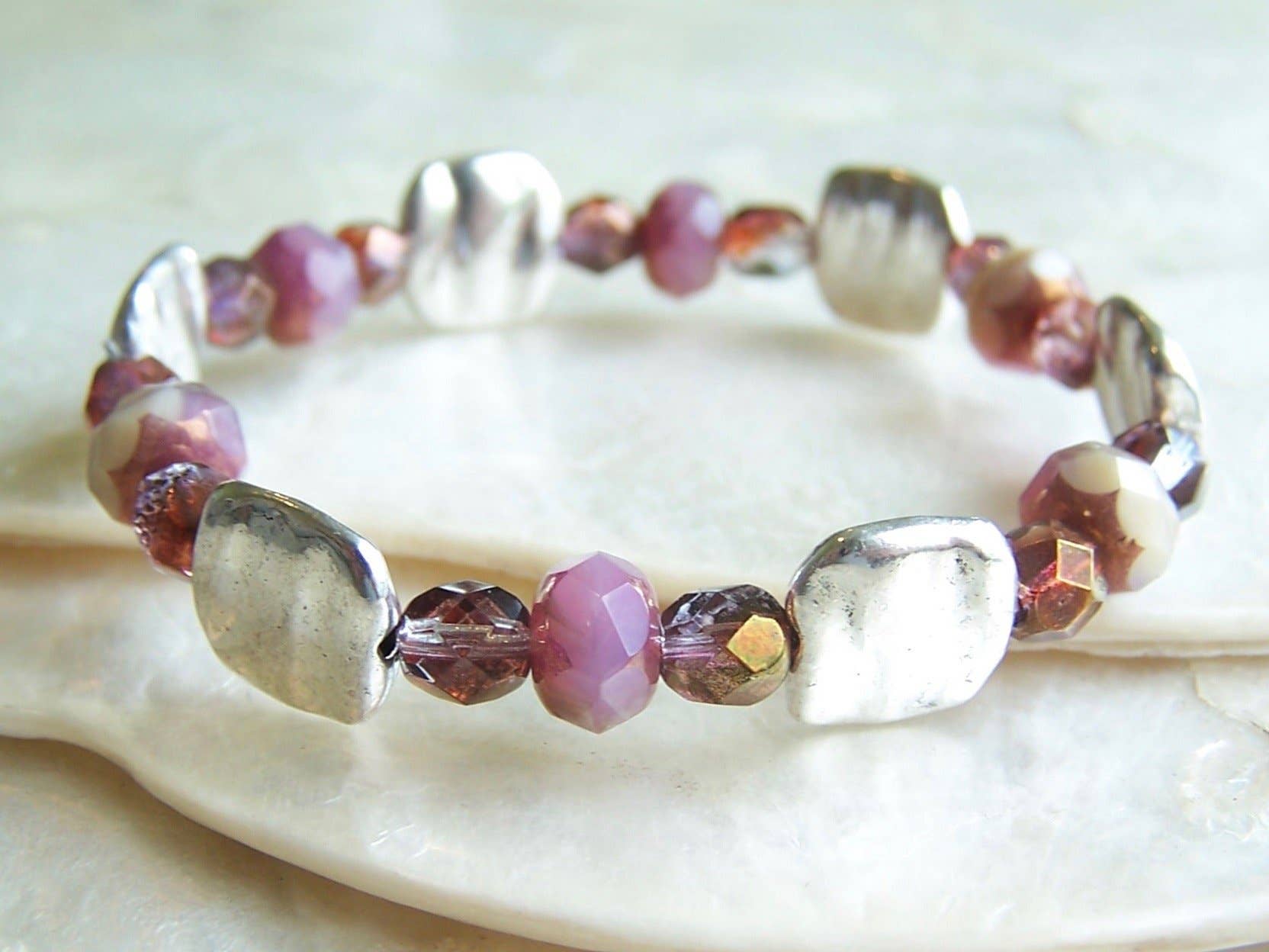Jo Bird Jewelry Elastic Czech Bracelet - Spring Colors